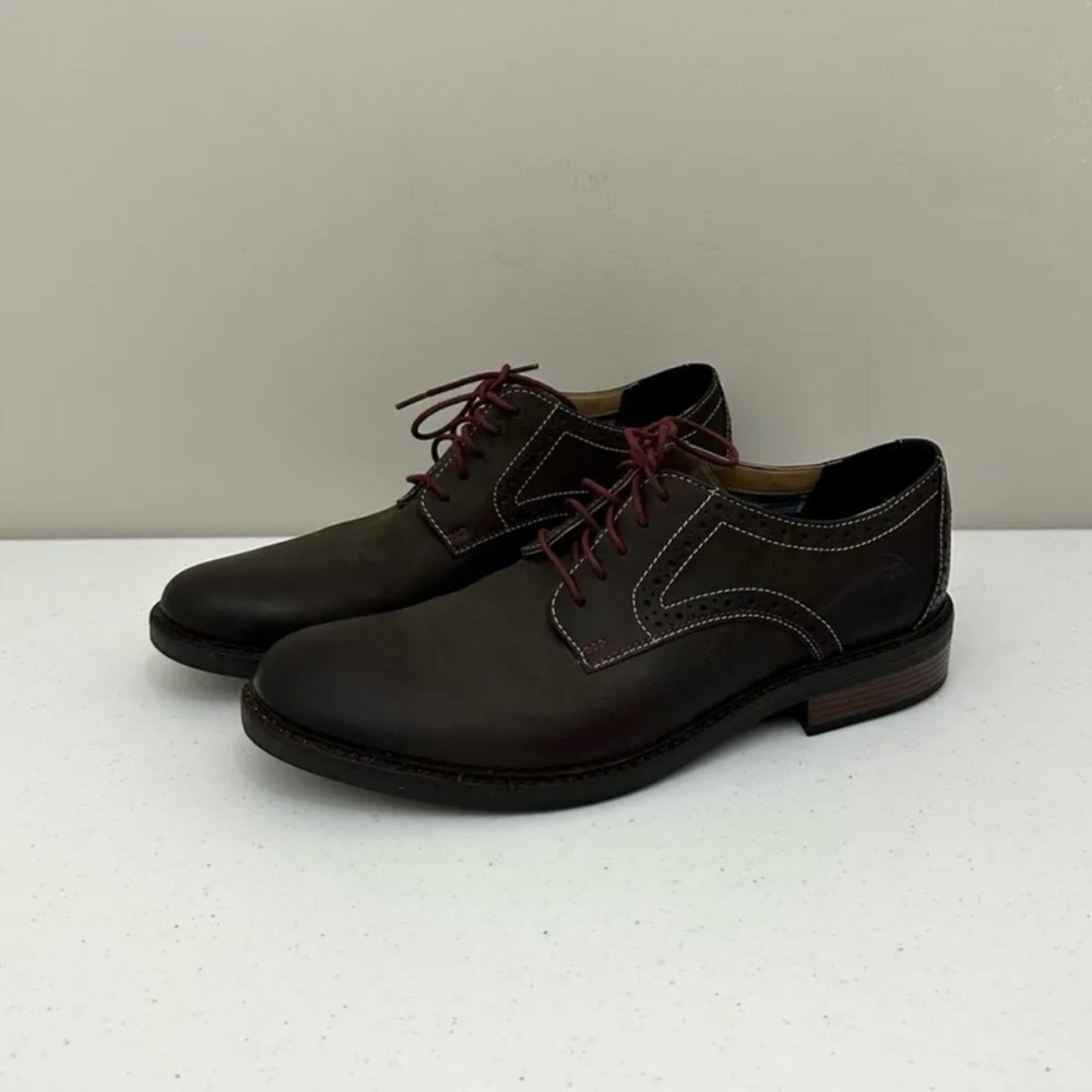 SALE! Men’s Bostonian Lace Up Brown Oxford Dress Shoes Size 9.5 w Maroon Laces